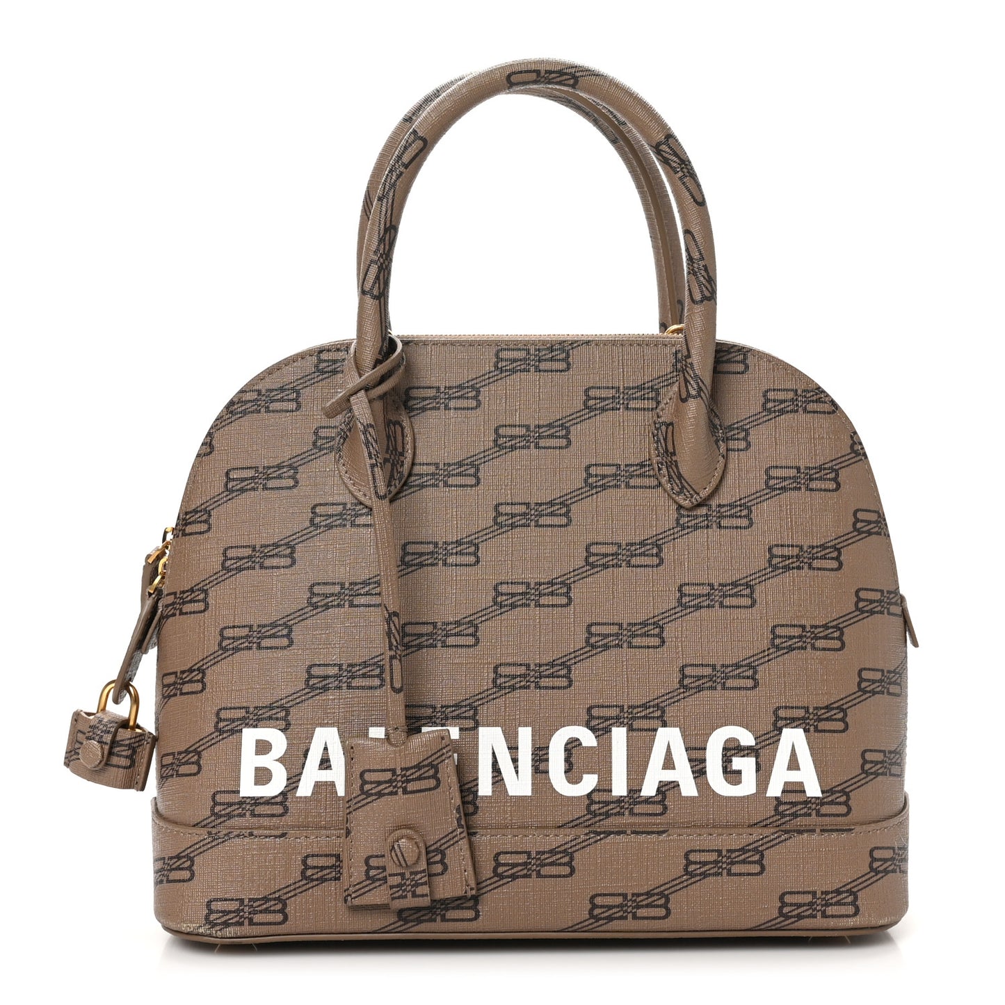 Coated Canvas BB Monogram S Ville Top Handle Bag Beige Brown