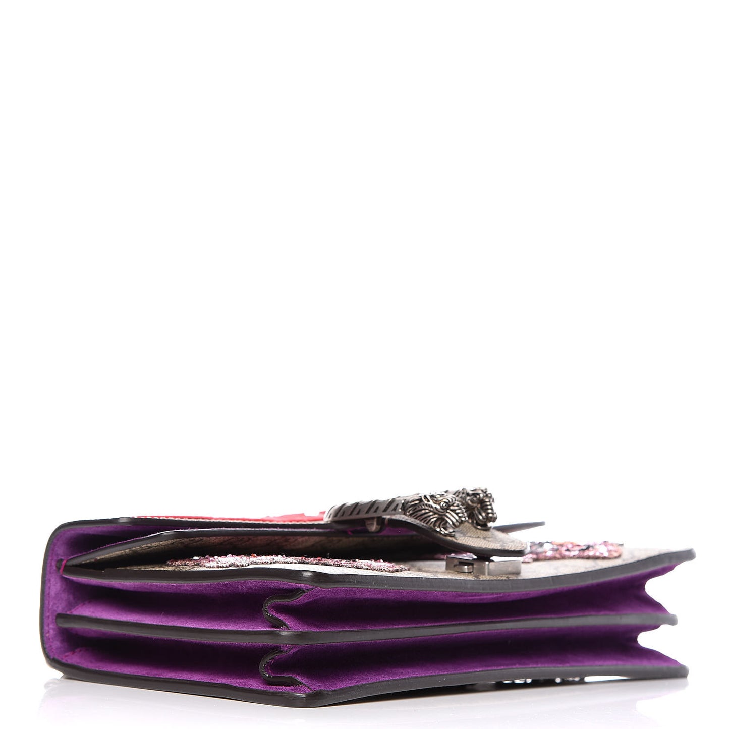 GG Supreme Monogram Embroidered Small Dionysus Shoulder Bag Purple