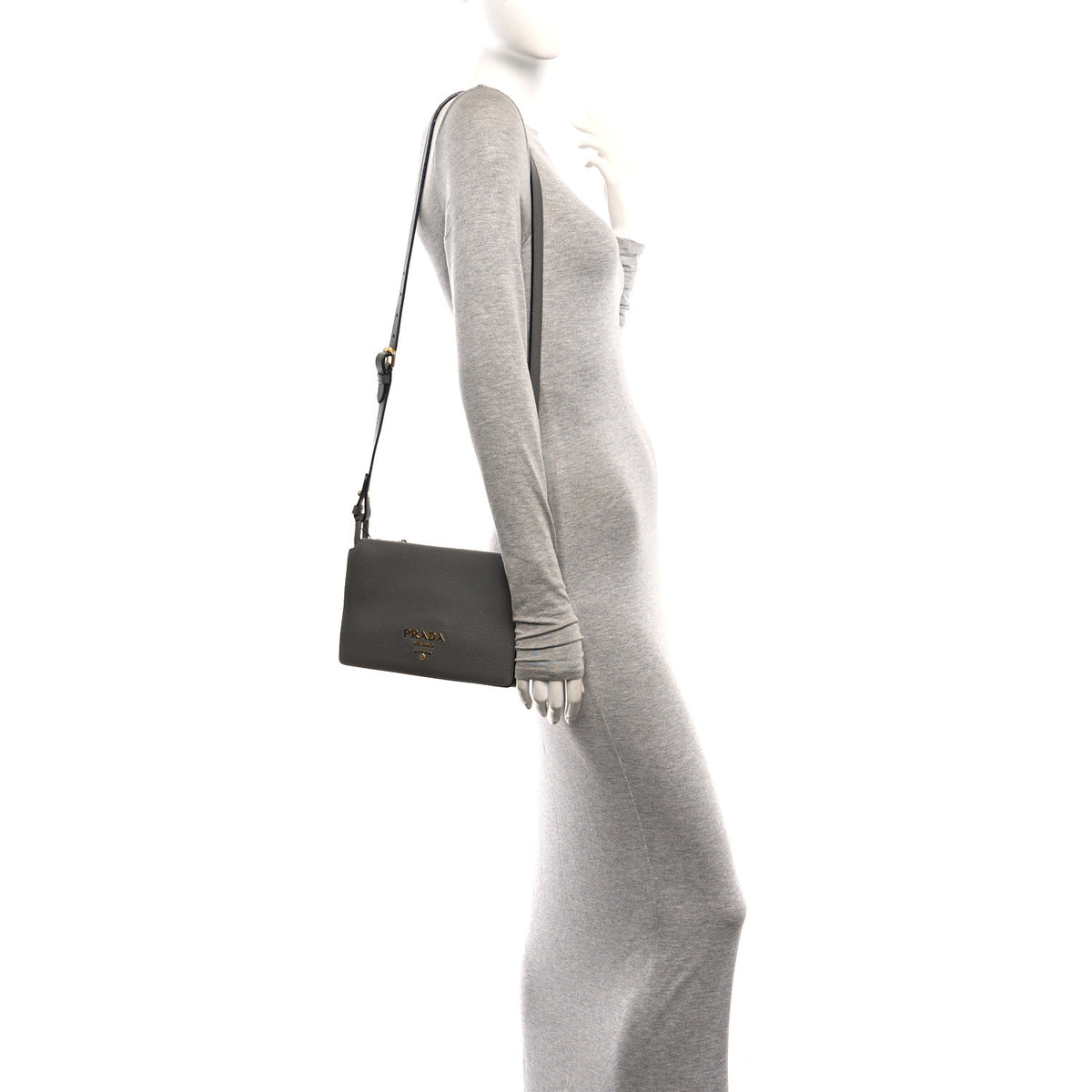 Prada Vitello Phenix Crossbody Bag Marmo 2 of 13