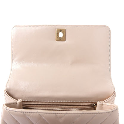 Chanel Calfskin Chevron Quilted Mini Coco Handle Flap Beige 11 of 20