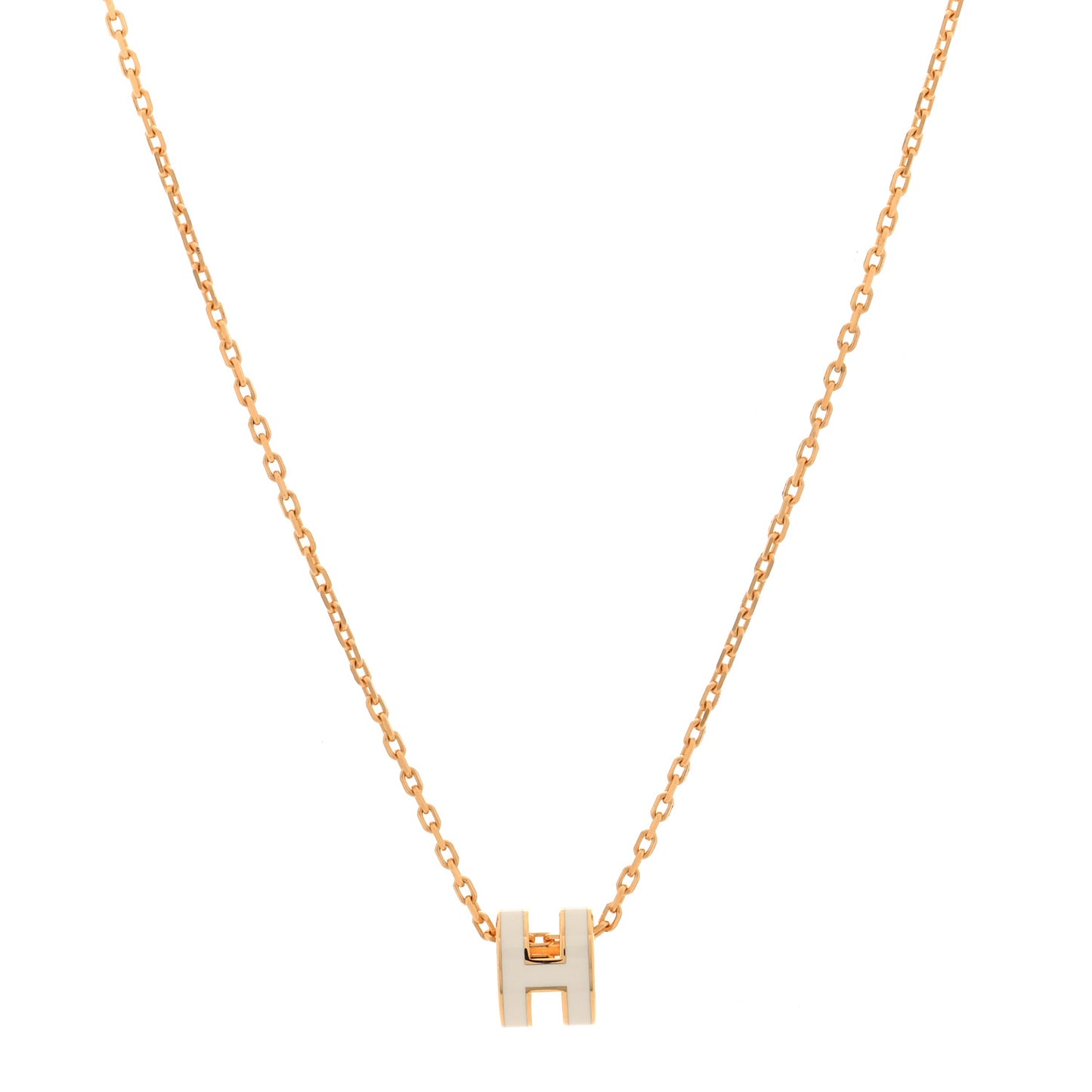 Lacquered Gold Mini Pop H Pendant Necklace White