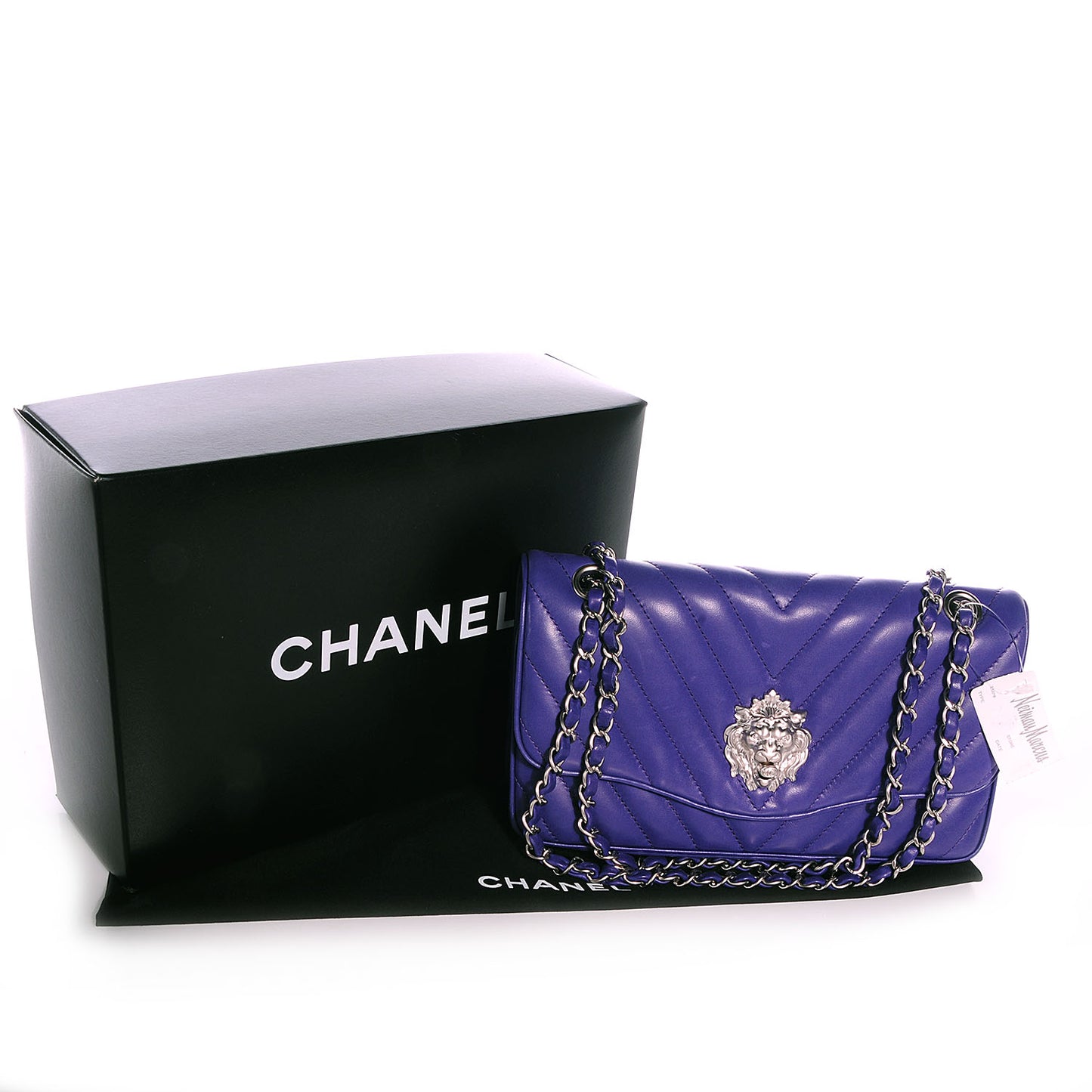 Lambskin Chevron Medium Leo Lion Flap Violet Fonce