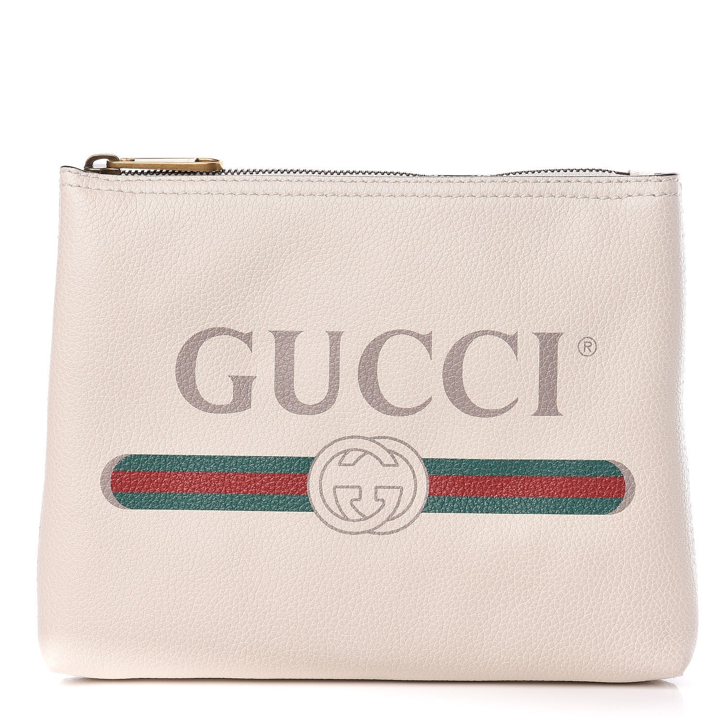 Gucci Pebbled Calfskin Medium Logo Portfolio Clutch White 1 of 7