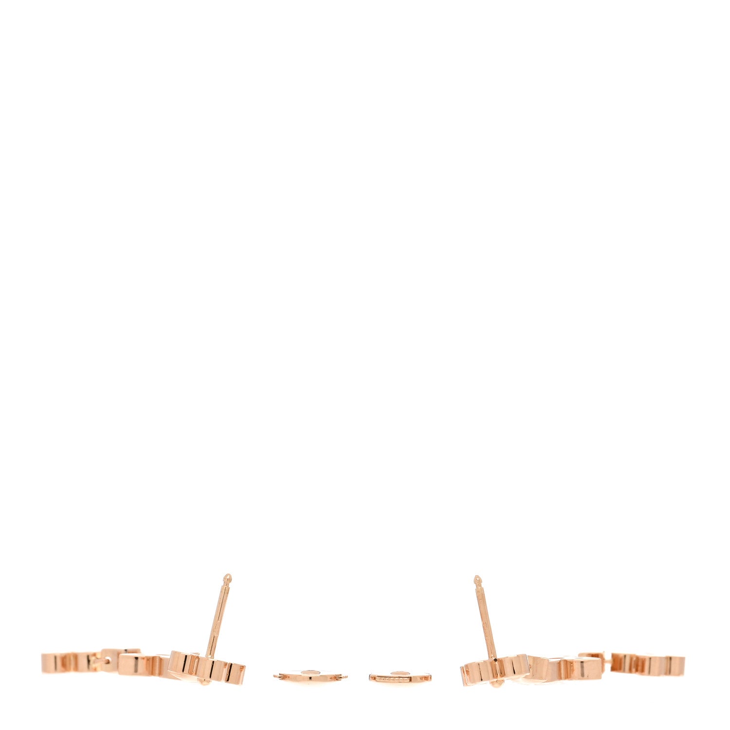 Louis Vuitton 18K Pink Gold Diamond Dentelle One Row Earrings 3 of 4