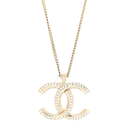 Chanel Metal Crystal Baguette CC Necklace Gold 4 of 5
