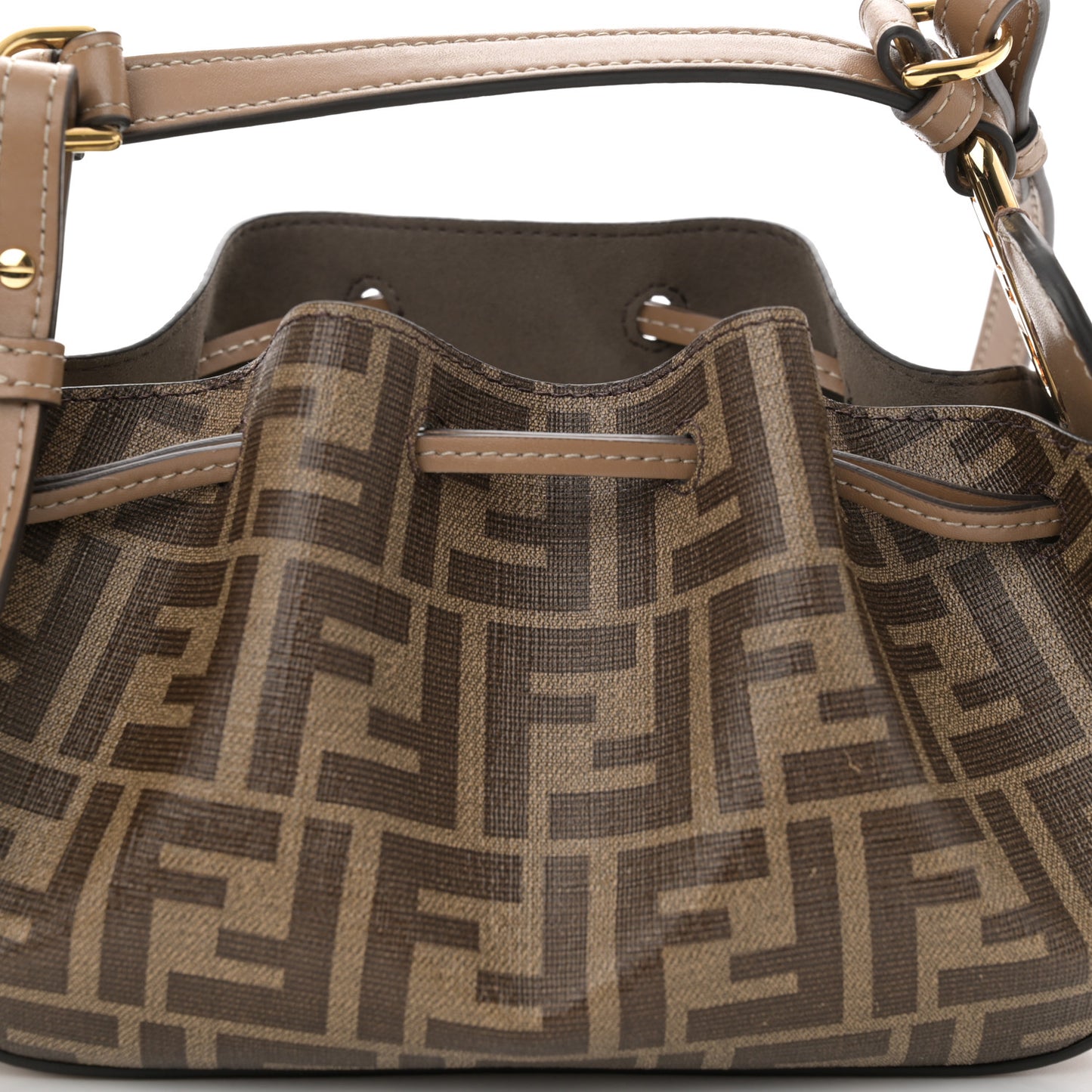 Glazed Fabric Vitello Liberty FF 1974 Mini Pomodorino Bag Tobacco Moro Sand