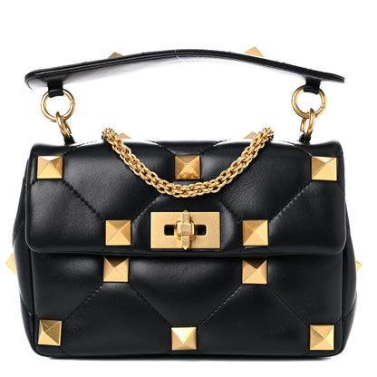 Valentino Garavani Nappa Medium Roman Stud Shoulder Bag Black 1 of 11