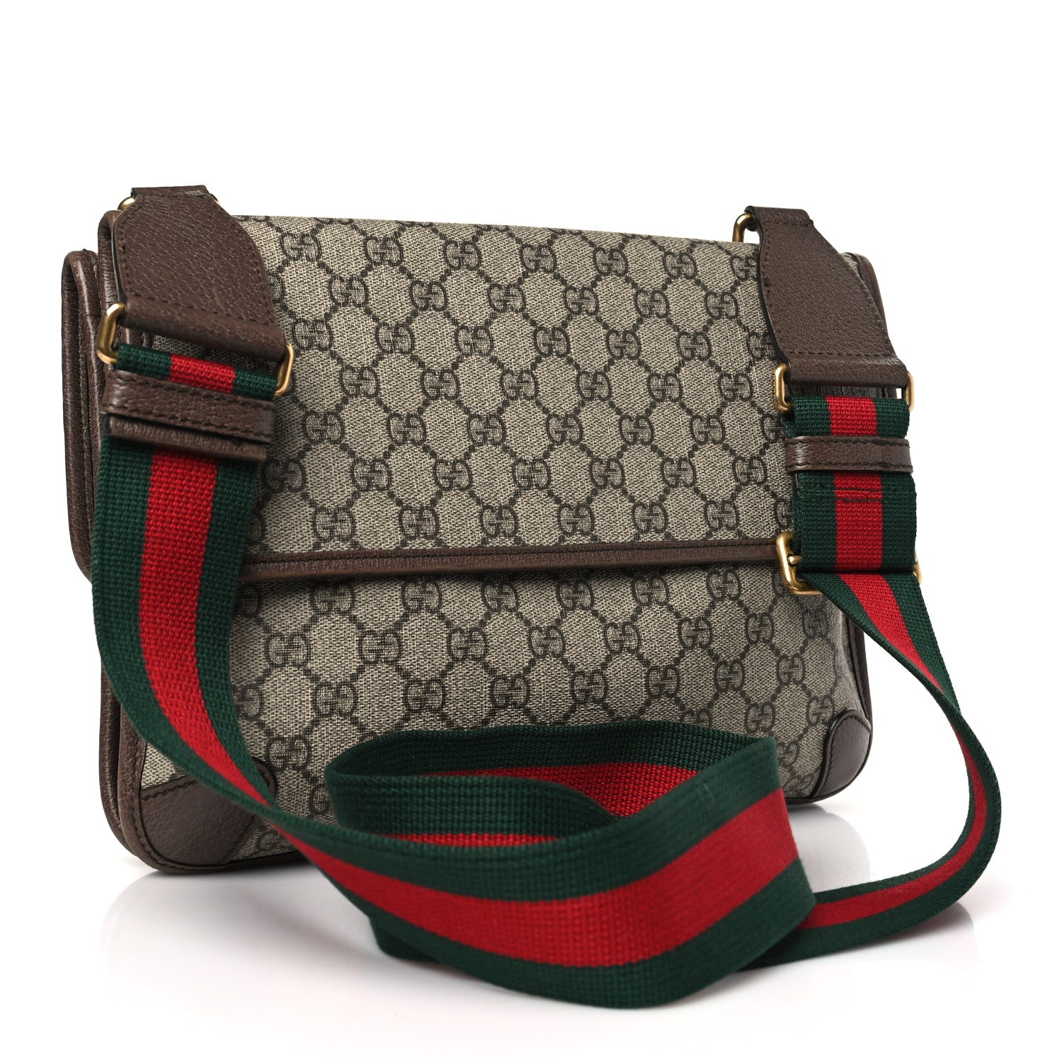 Gucci GG Supreme Monogram Web Neo Vintage Double Flap Messenger Bag Beige New Acero 3 of 9
