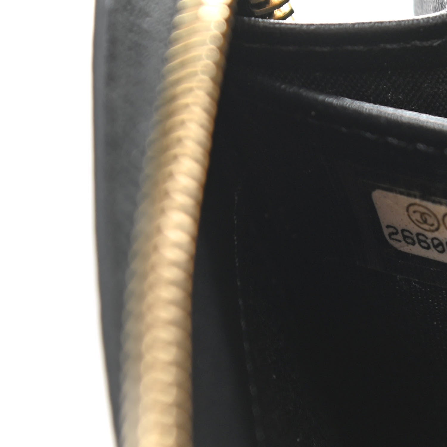 Chanel Caviar Quilted Filigree Zip Around Wallet Beige Black 8 of 9