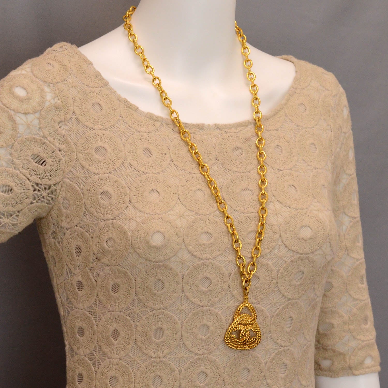 Chanel Rope CC Medallion Chain Necklace Gold 4 of 5
