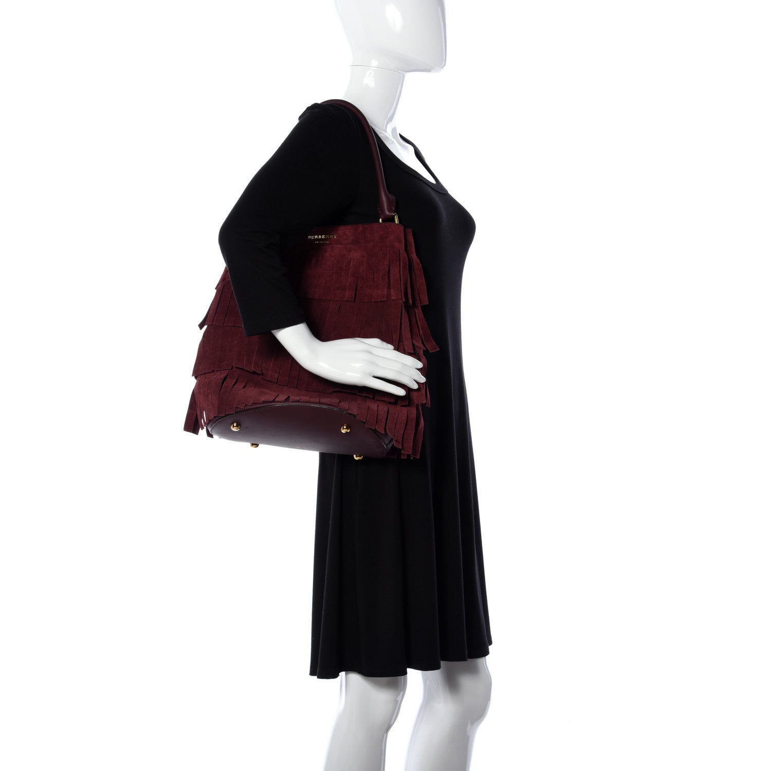 Burberry Prorsum Suede Fringe Bucket Bag Elderberry 2 of 10