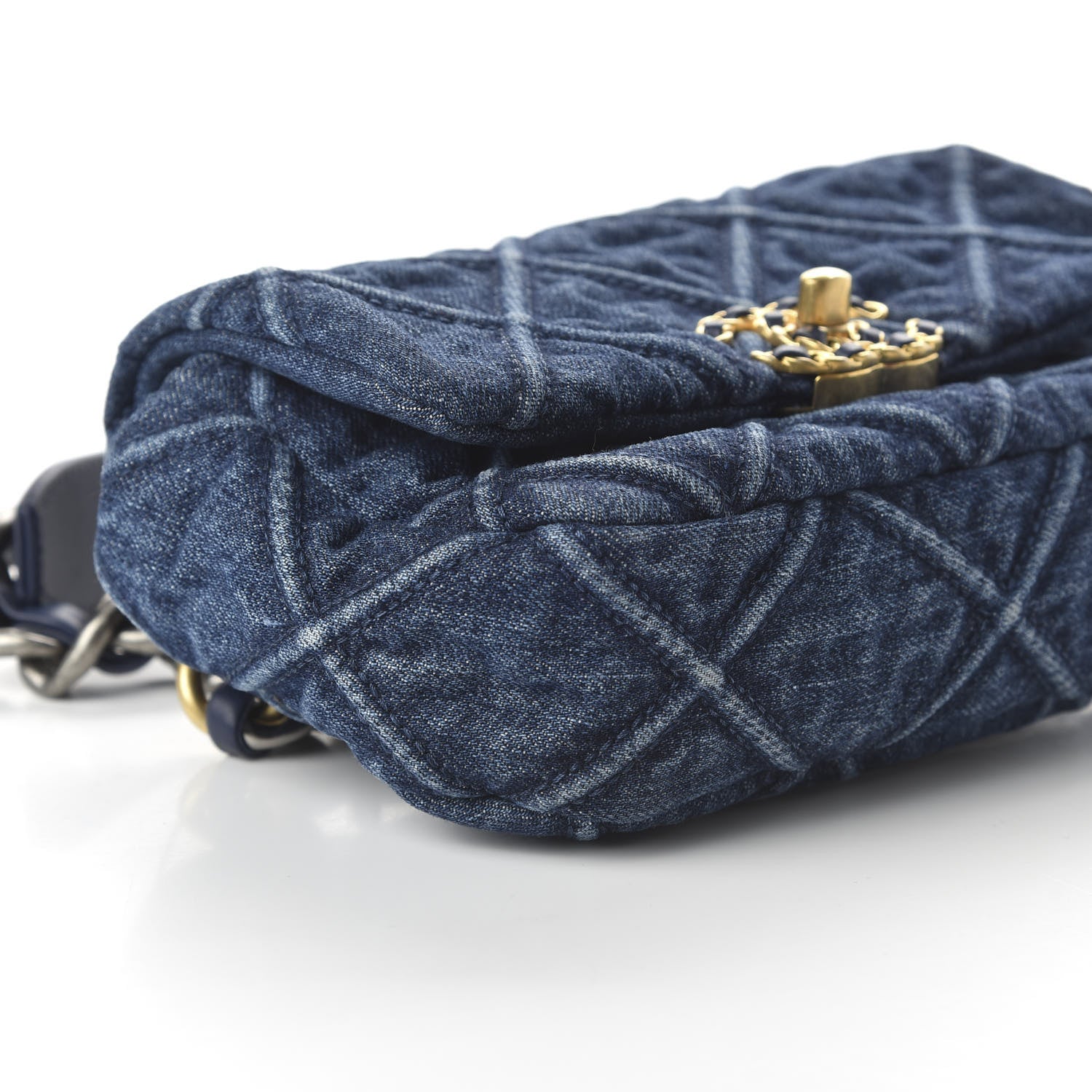 Chanel Denim Quilted Chanel 19 Belt Bag Blue 6 of 10
