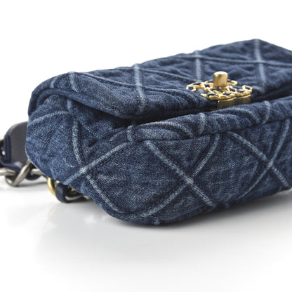 Chanel Denim Quilted Chanel 19 Belt Bag Blue 6 of 10