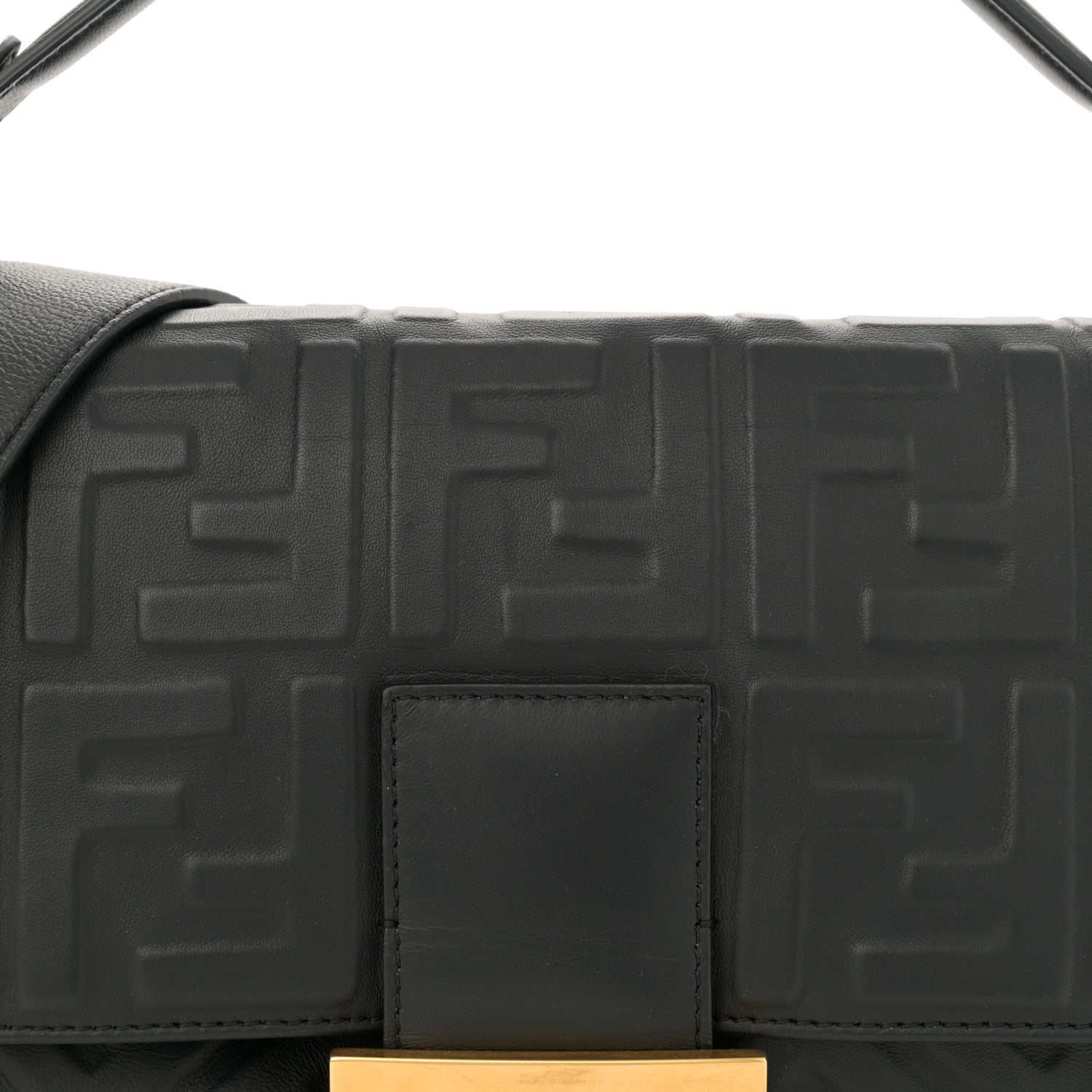 Fendi Nappa FF 1974 Embossed Large Baguette Black 8 of 13