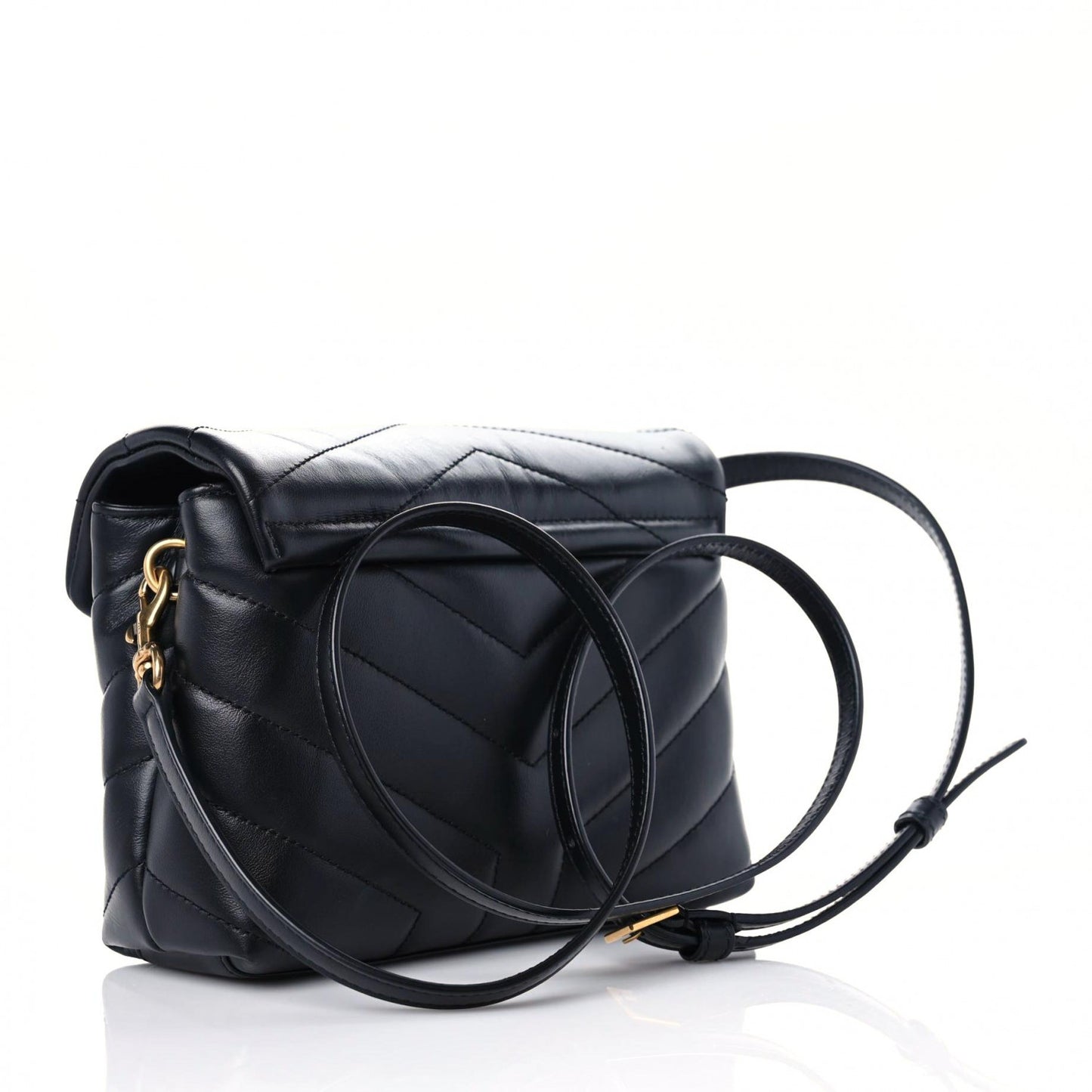 Calfskin Y Quilted Monogram Toy Loulou Crossbody Bag Black