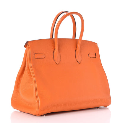 Hermes Taurillon Clemence Birkin 35 Orange 3 of 32