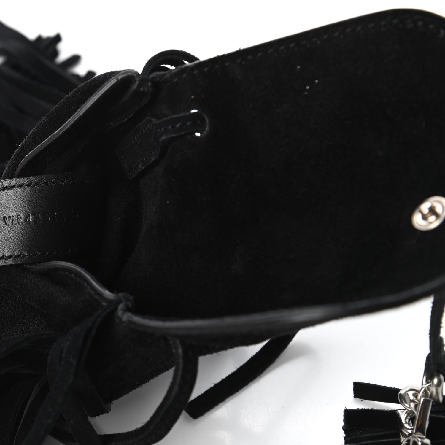 Saint Laurent Suede Fringe Toy Monogram Anita Crossbody Bag Black 9 of 10