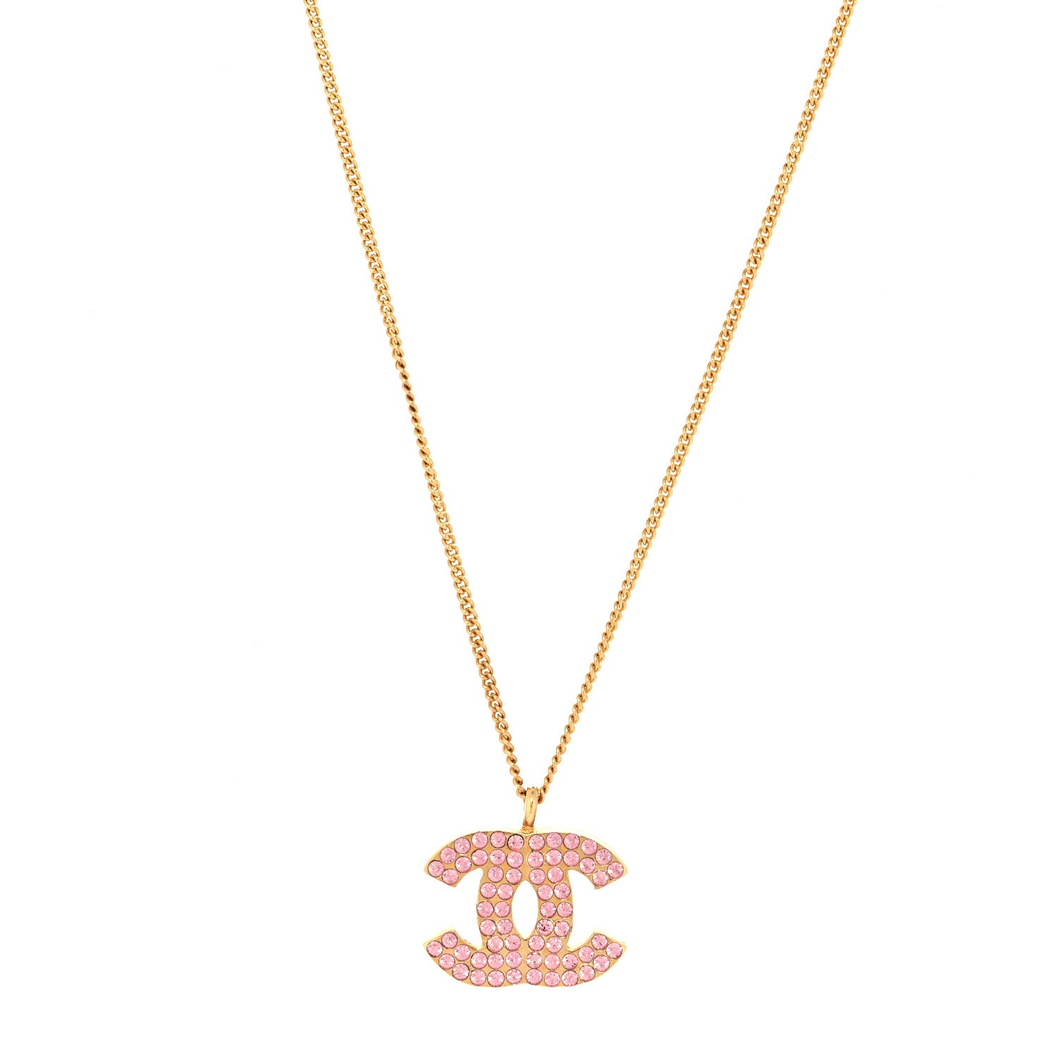 Chanel Crystal CC Necklace Pink Gold 2 of 5