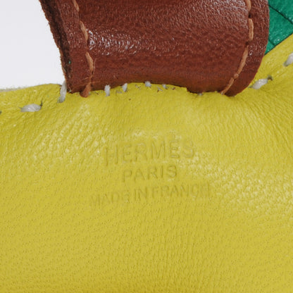 Hermes Milo Lambskin Grigri Rodeo Horse Bag Charm MM Lime Menthe Fauve 5 of 5