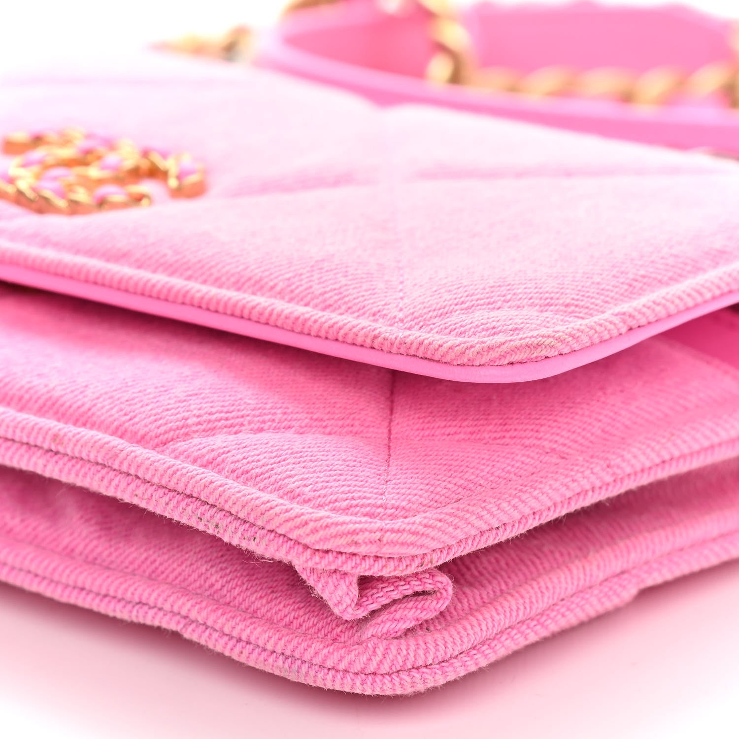 Chanel Denim Quilted Chanel 19 Wallet On Chain WOC Neon Pink 11 of 14