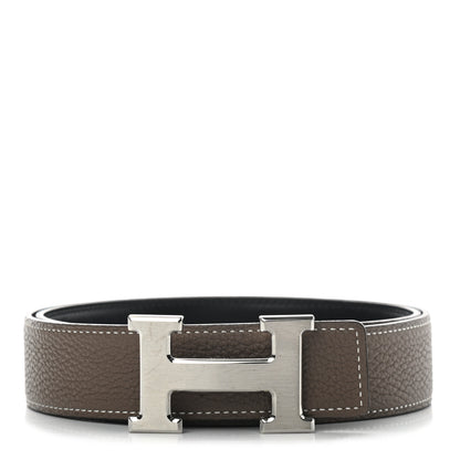 Hermes Box Togo 32mm H Belt 80 Black Etoupe 1 of 6