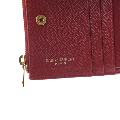 Saint Laurent Grain De Poudre Matelasse Chevron Monogram Zipped Card Case Rouge Eros 6 of 7