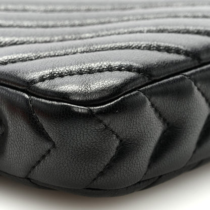 Chanel Lambskin Chevron Quilted Small Clutch With Chain Black 9 of 10