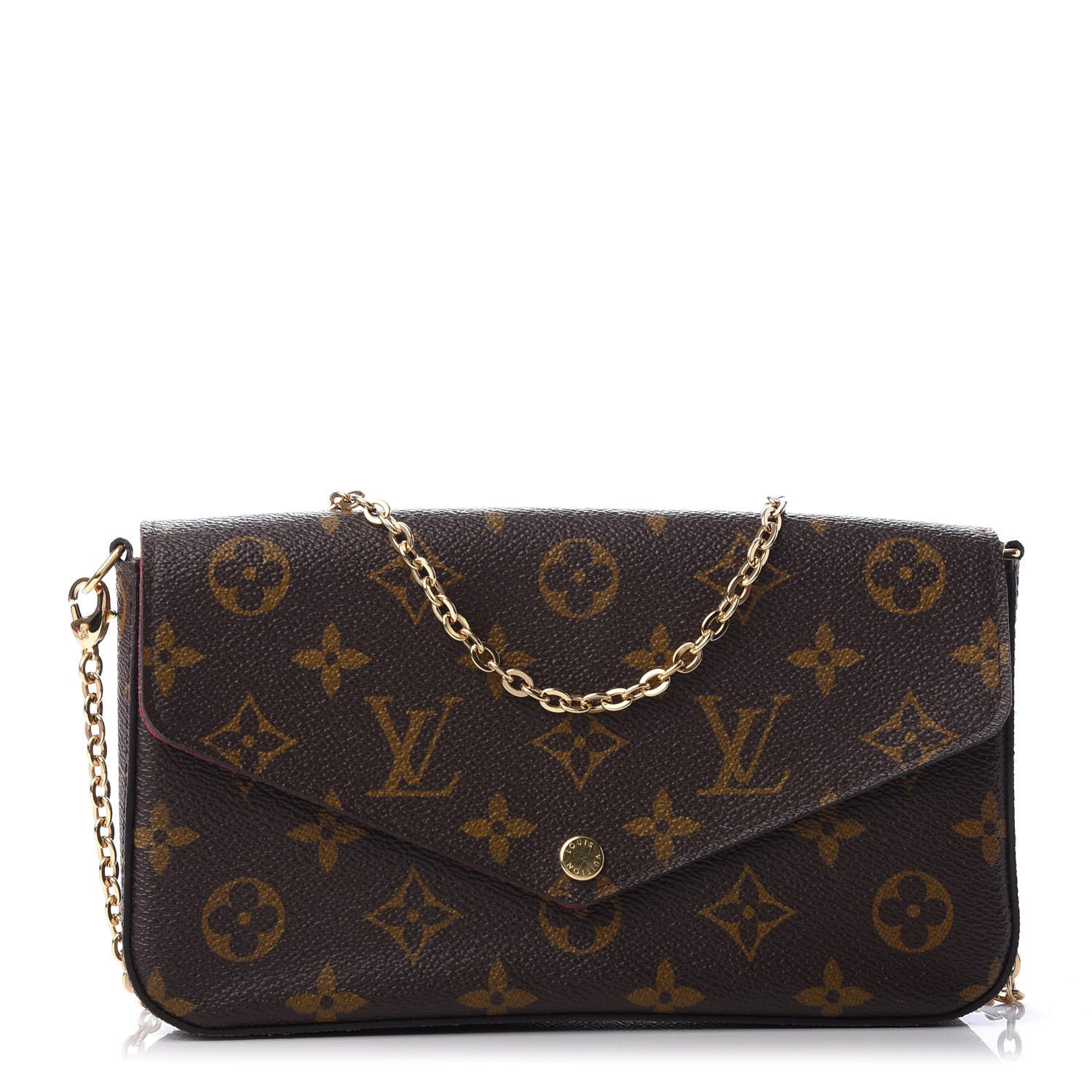 Louis Vuitton Monogram Pochette Felicie Chain Wallet Fuchsia 1 of 12