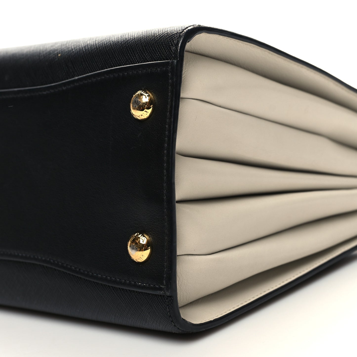 Saffiano City Calfskin Small Bibliothèque Top Handle Black White