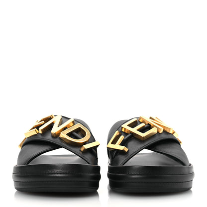Fendi Vitello Womens Fendigraphy Slide Sandals 38.5 Black 3 of 13