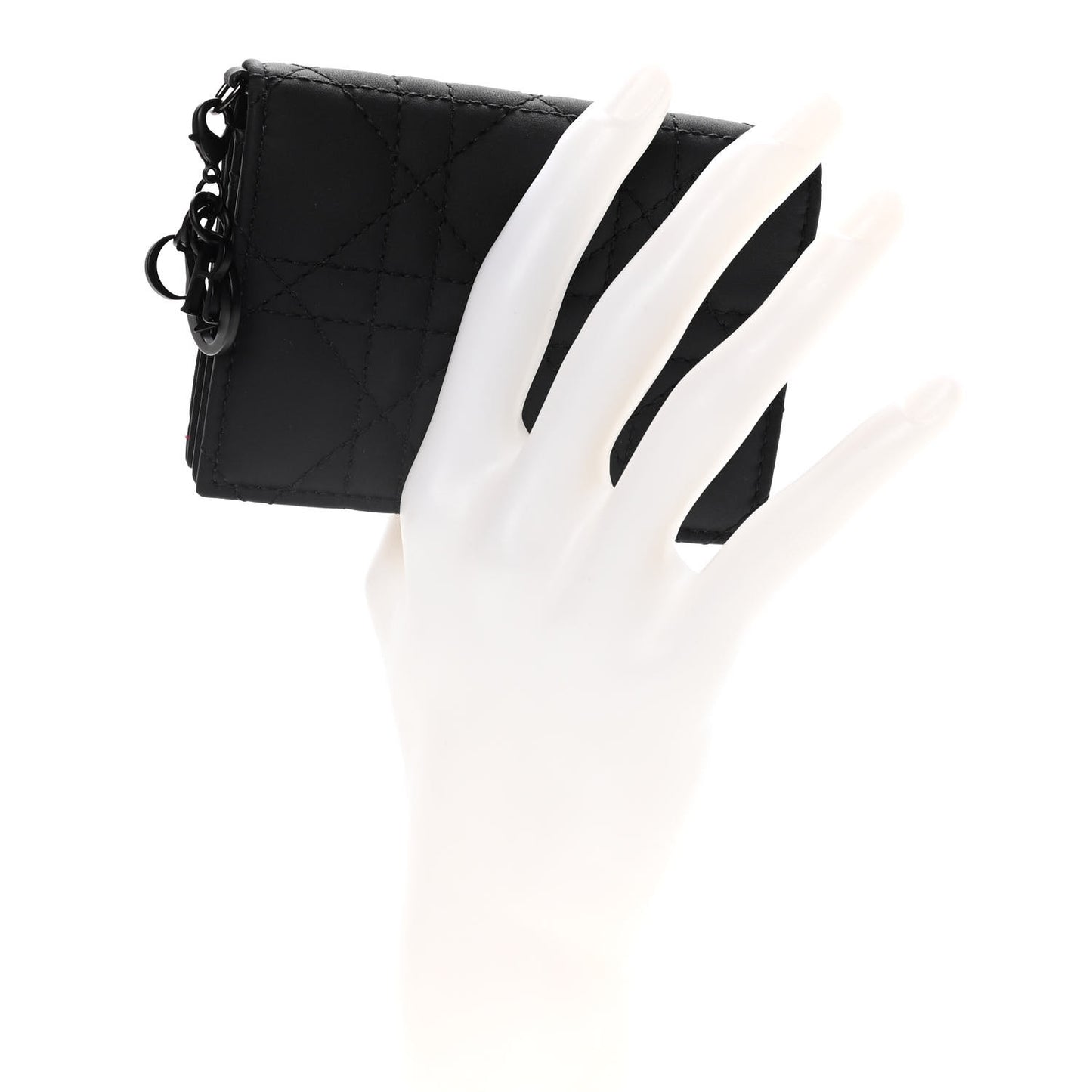 Ultra Matte Calfskin Small Lady Dior Flap Card Holder Black