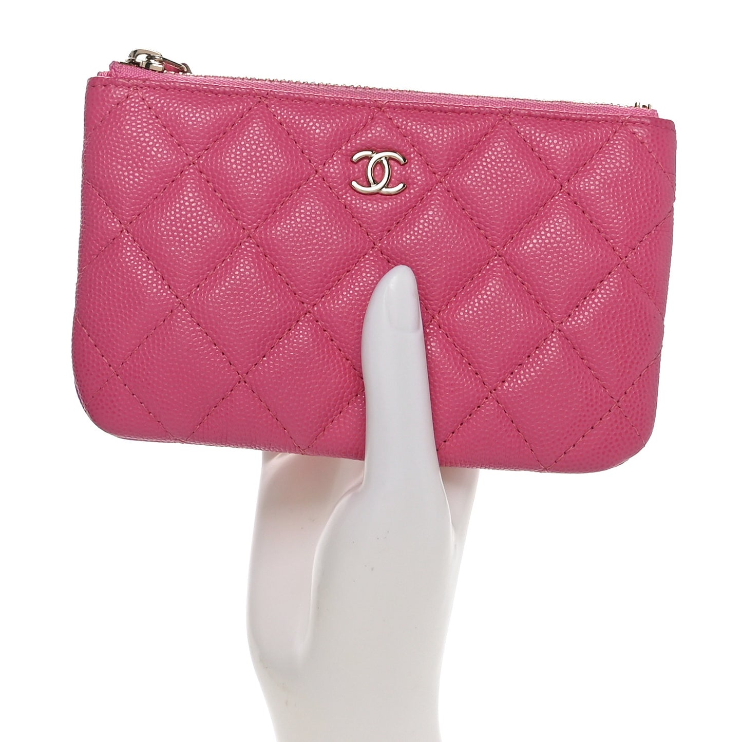 Caviar Quilted Small Cosmetic Case Pink