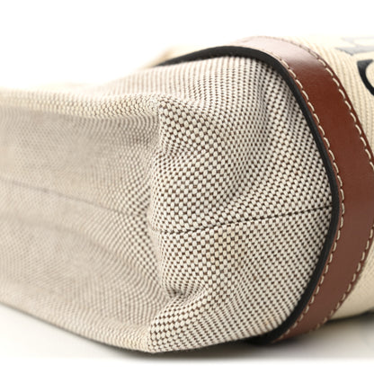 Chloe Cotton Calfskin Small Woody Ribbon Tote With Strap White Brown 9 of 11