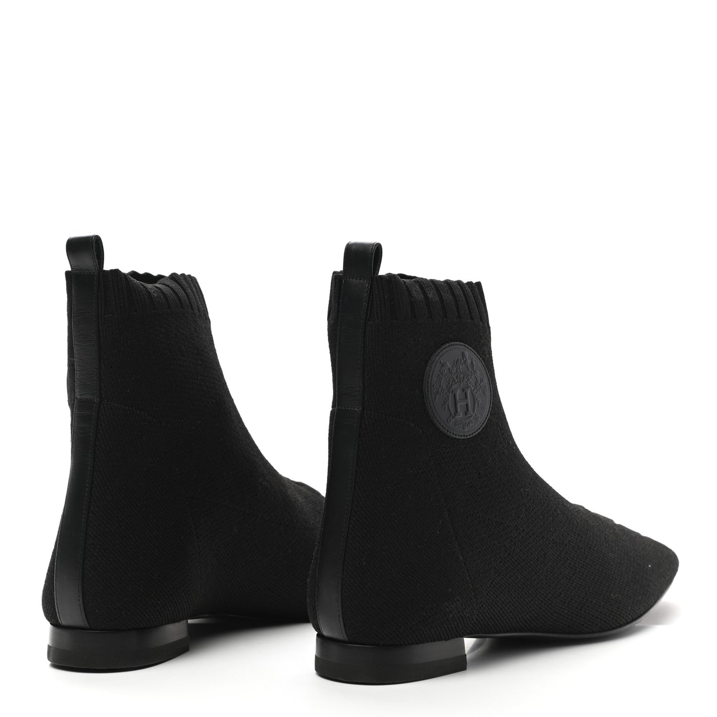 Knit Calfskin Duo Ankle Boots 37 Black