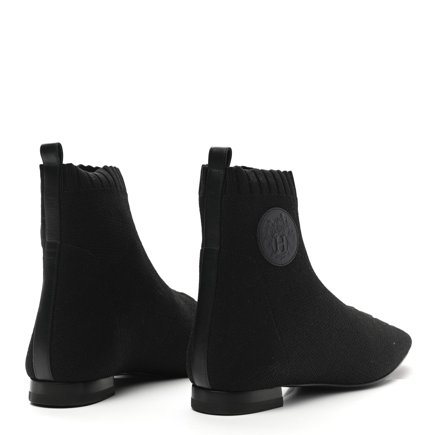 Hermes Knit Calfskin Duo Ankle Boots 37 Black 4 of 7