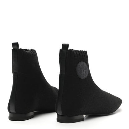 Hermes Knit Calfskin Duo Ankle Boots 37 Black 4 of 7
