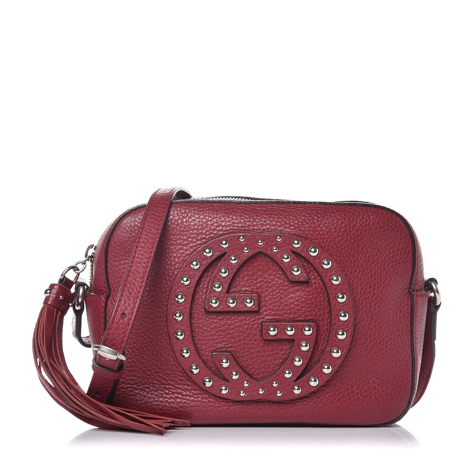 Gucci Pebbled Calfskin Studded Small Soho Disco Bag Soft Burgundy 1 of 8