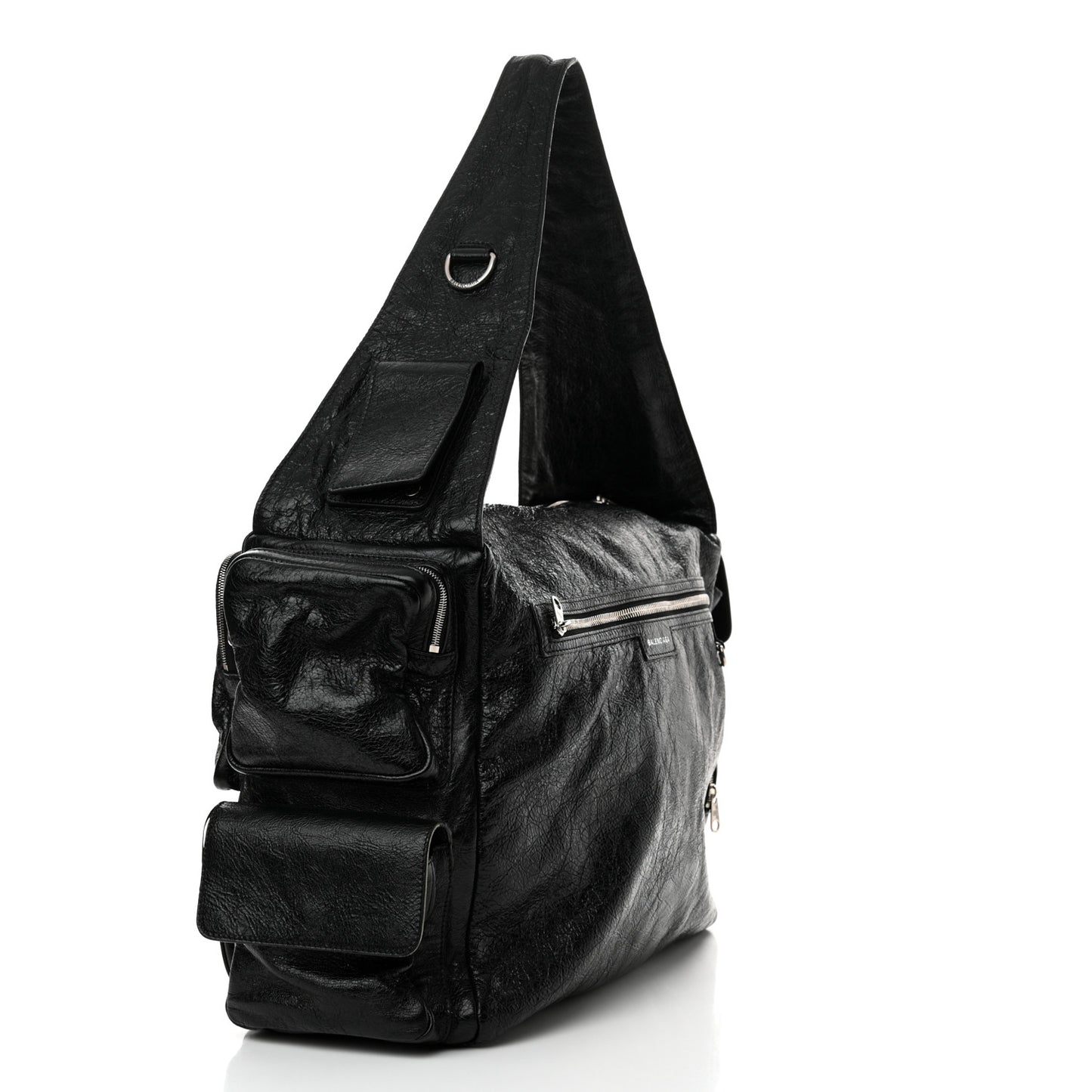 Agneau Arena Superbusy Large Sling Zip Shoulder Bag Black