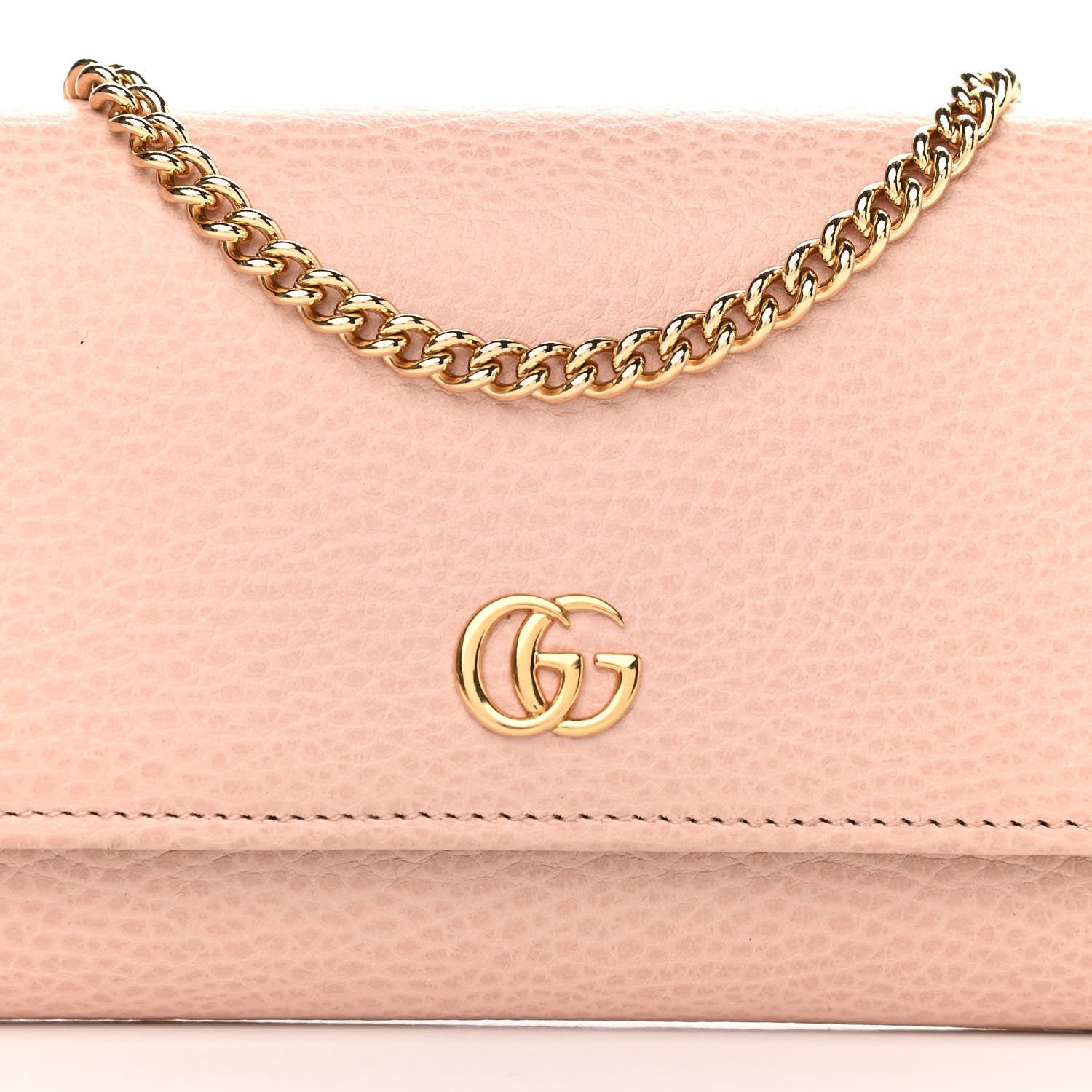 Gucci Dollar Calfskin Petite GG Marmont Wallet Chain Perfect Pink 10 of 12