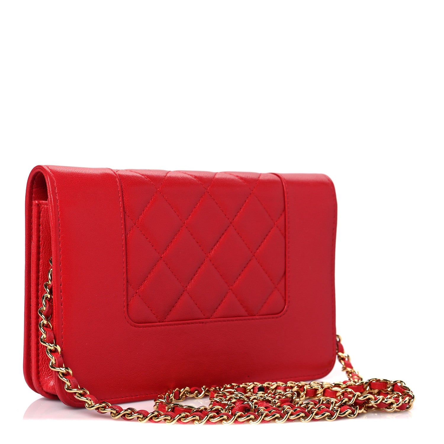 Chanel Sheepskin Quilted Mademoiselle Vintage Wallet On Chain WOC Red 3 of 10