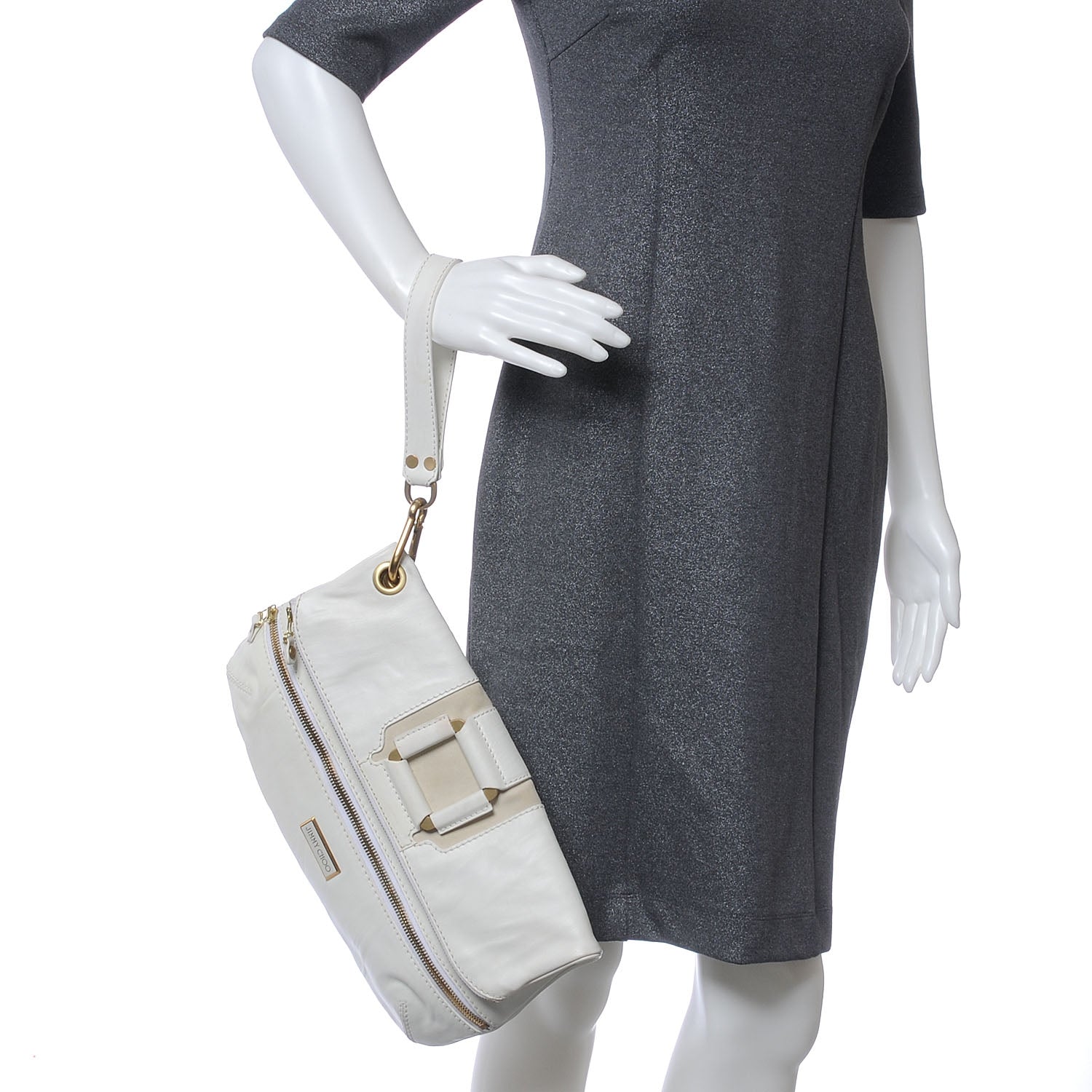 Jimmy Choo Leather Mave Foldover Clutch White 2 of 8