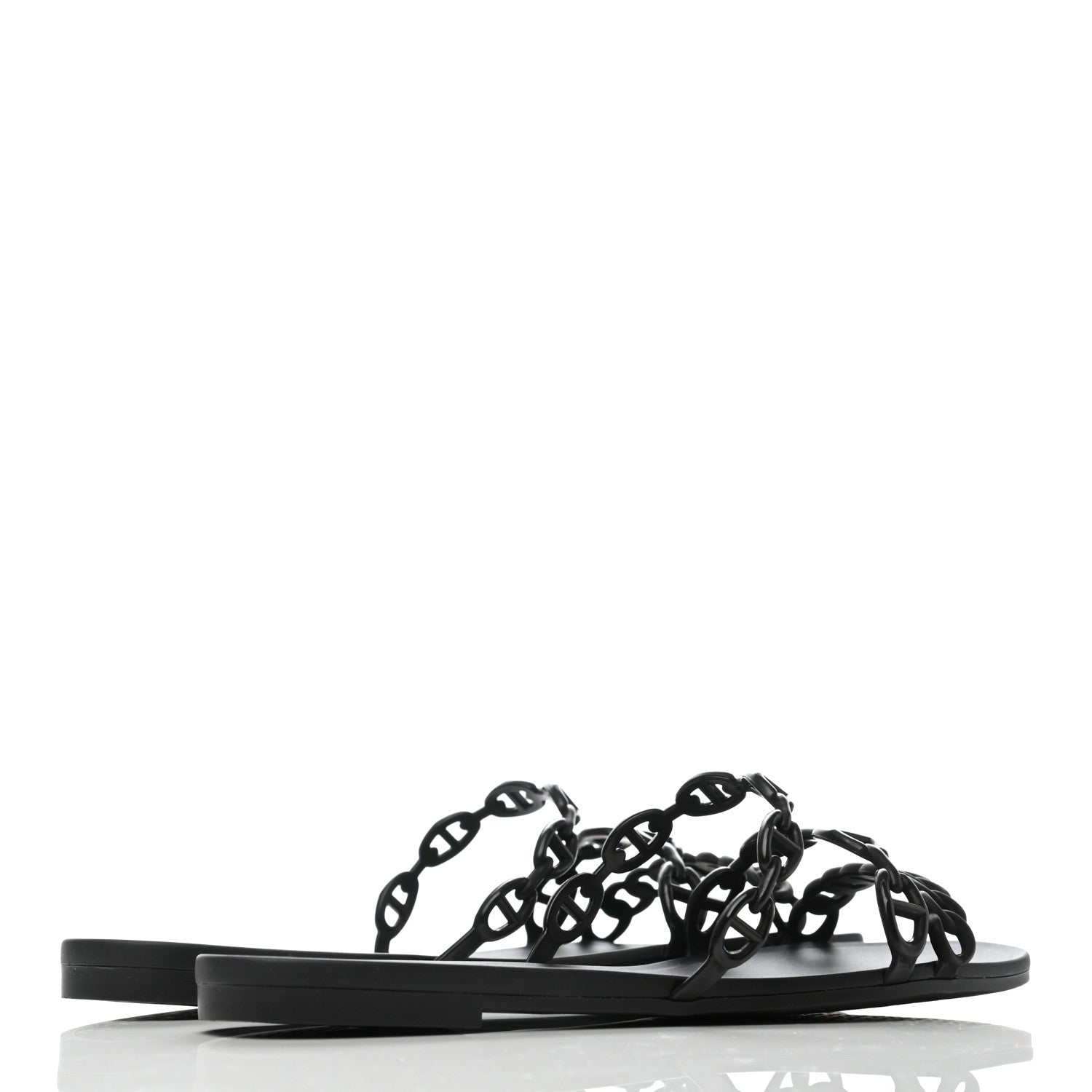 Hermes Rubber Chaine d'Ancre Nude Sandals 39 Black 4 of 8