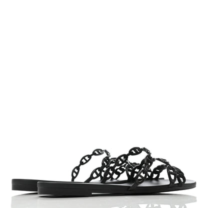 Hermes Rubber Chaine d'Ancre Nude Sandals 39 Black 4 of 8
