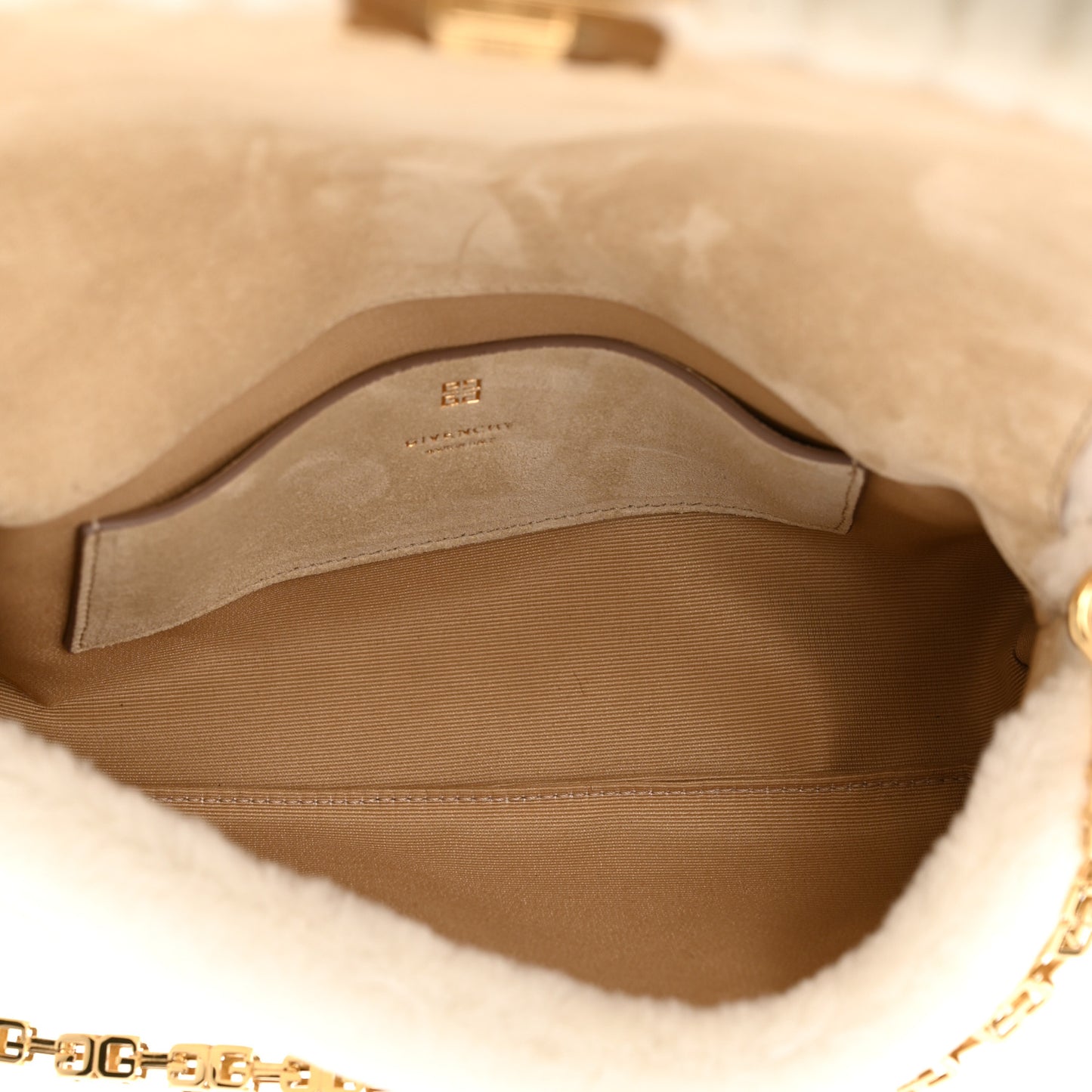 Shearling Quilted Small 4G Shoulder Bag Ivory