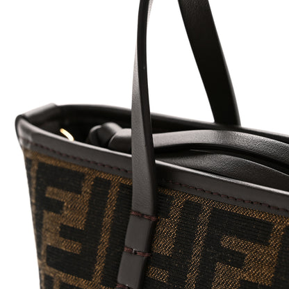 Fendi Fabric Jacquard Vitello Grace FF 1974 Mini Roll Tote Tobacco Moro Ebano 11 of 11