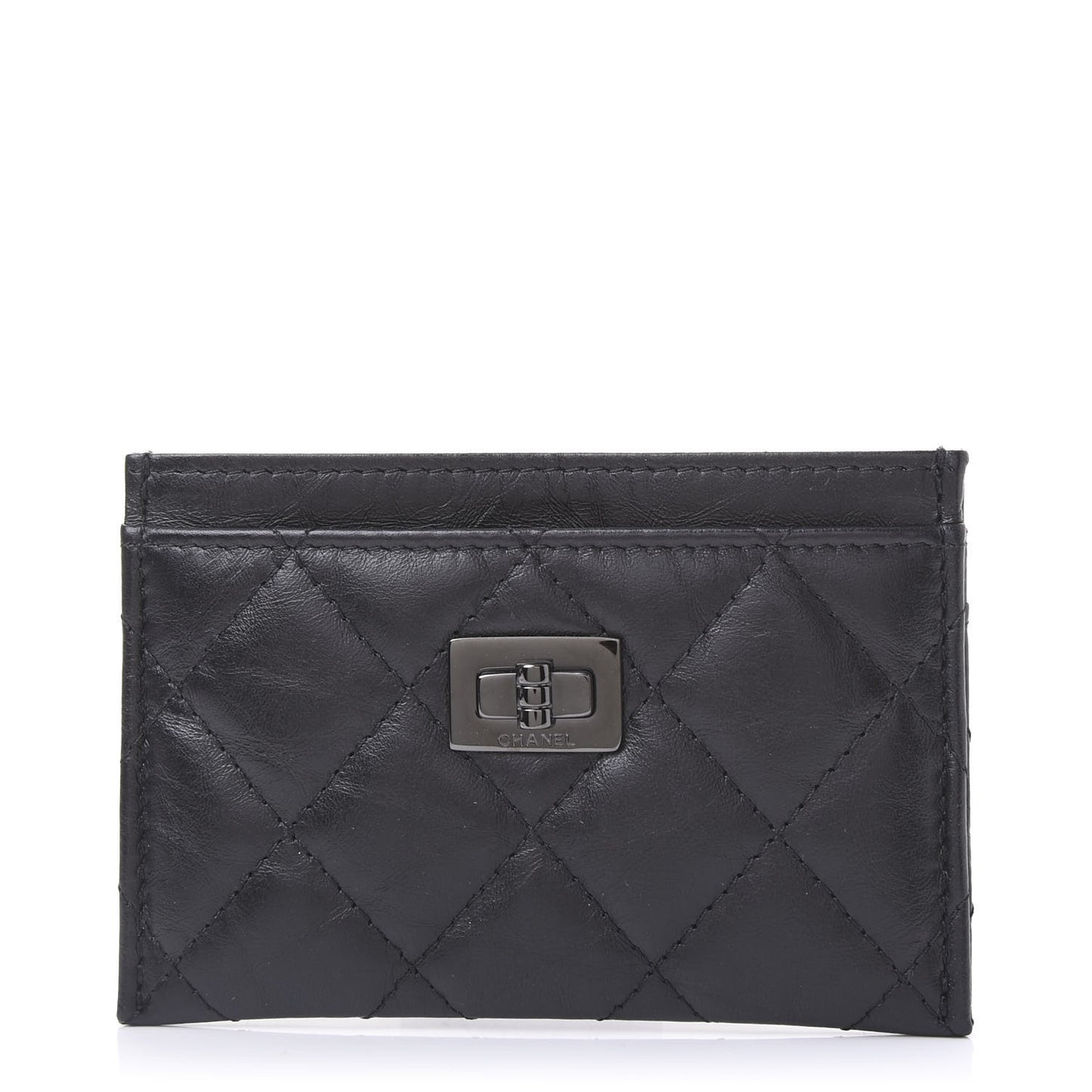 Aged Calfskin Quilted Reissue Card Holder So Black