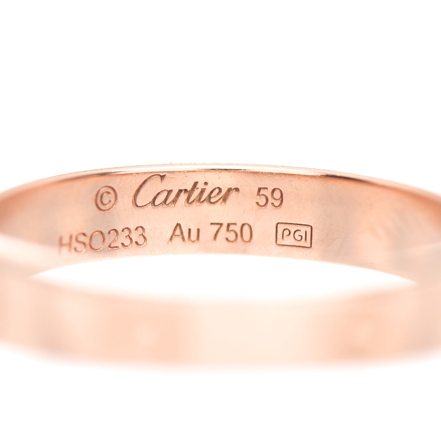 18K Pink Gold 3.5mm LOVE Wedding Band Ring 59 8.75