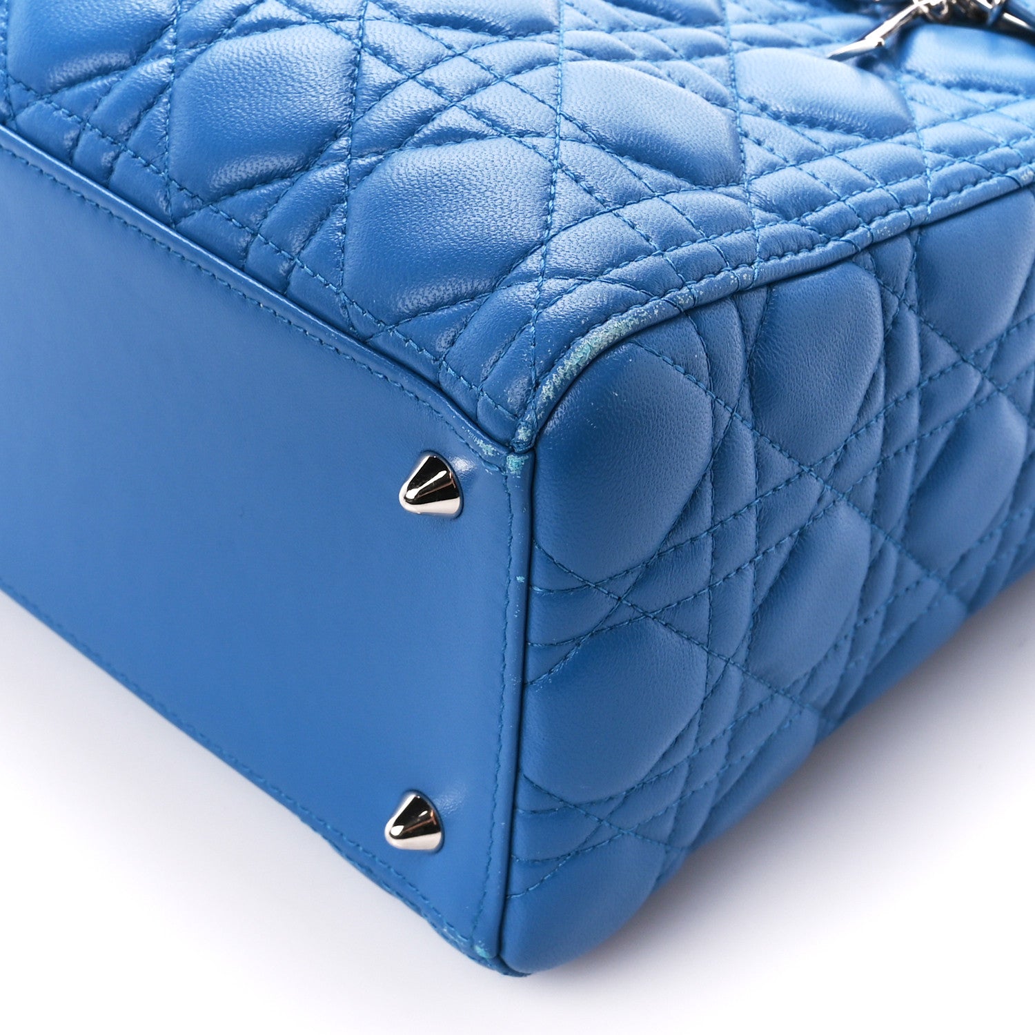 Christian Dior Lambskin Cannage Medium Lady Dior Blue Persan 12 of 15