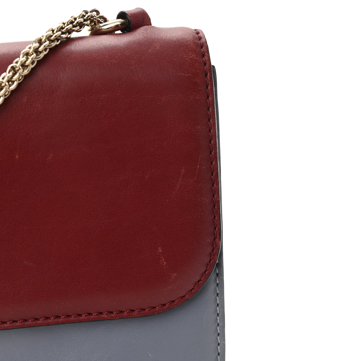 Vitello Tri-Color Medium Glam Lock Rockstud Flap Red Beige Gray