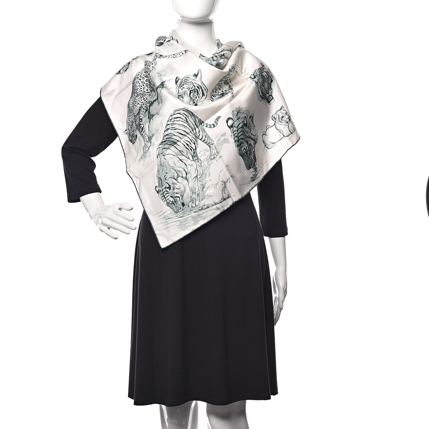 Silk Dans L' Atelier De Robert Scarf 90 White Vert Amande Vert